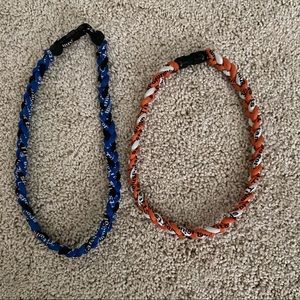 Two cloth Braided Necklaces with Snap Clasp